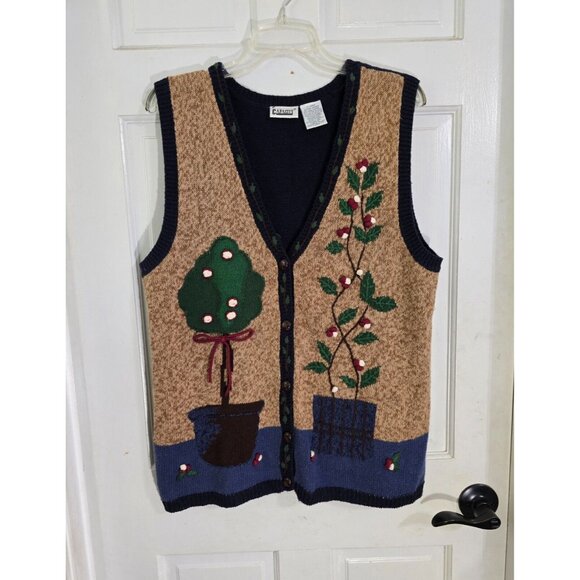 Capacity Women's Color-block Knit Vest Harvest Indie‎ Embroidered V Neck Size XL - Picture 3 of 13